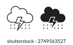 Thunderstorm icon. Line and Silhouette Icon Set.
