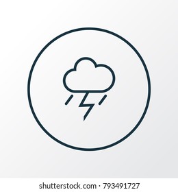Thunderstorm icon line symbol. Premium quality isolated lightning element in trendy style.