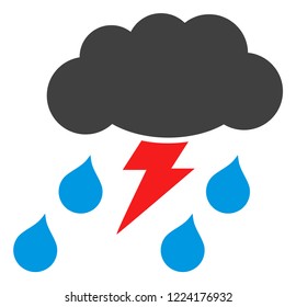 Thunderstorm icon on a white background. Isolated thunderstorm symbol with flat style.