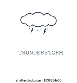 Thunderstorm icon on white background. Vector illustration in flat style. Cloud rain thunderstorm. For webpage, banner, infographic. 