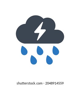 Thunderstorm icon on white background