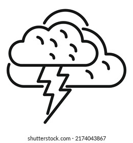 Thunderstorm icon outline vector. Cloudy weather. Rain forecast
