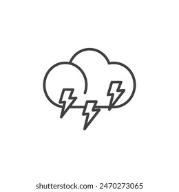 Thunderstorm icon pack. Lightning thunder vector sign. Cloud with thunderbolt symbol.