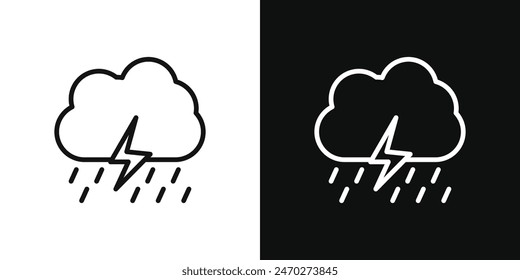 Thunderstorm icon pack. Lightning thunder vector sign. Cloud with thunderbolt symbol.