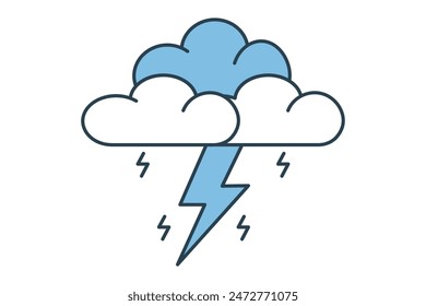 Thunderstorm icon. icon related to weather. suitable for web site, app, user interfaces, printable etc. flat line icon style. simple vector design editable