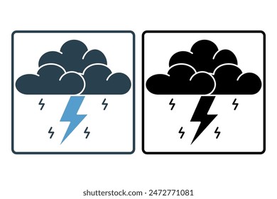 Thunderstorm icon. icon related to weather. suitable for web site, app, user interfaces, printable etc. solid icon style. simple vector design editable