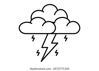 Thunderstorm icon. icon related to weather. suitable for web site, app, user interfaces, printable etc. line icon style. simple vector design editable