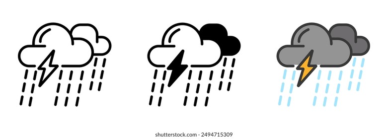 The Thunderstorm icon represents a storm characterized by thunder and lightning. It symbolizes intense weather conditions and powerful atmospheric disturbances.