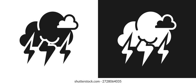 Ícone De Tempestade Define Glifo Em Plano De Fundo Branco E Preto