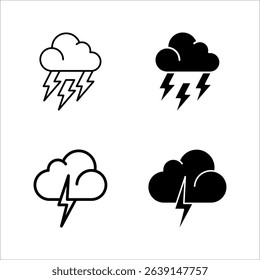 Thunderstorm icon set. for mobile concept color editable