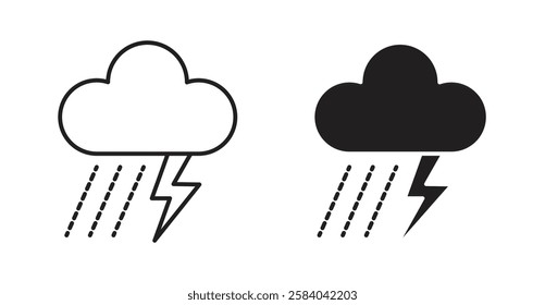 Thunderstorm icon set in thin line. vector illustrations for web