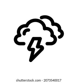 Thunderstorm icon, simple vector line style, editable stroke