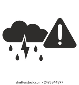 Gewitter-Symbol, stürmisches Wetter, Vorhersagesymbol, flache Vektorillustration auf weißem Hintergrund