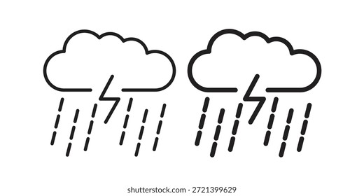 Ícone do Thunderstorm para o modelo. Conjunto de gráficos vetoriais de ícones
