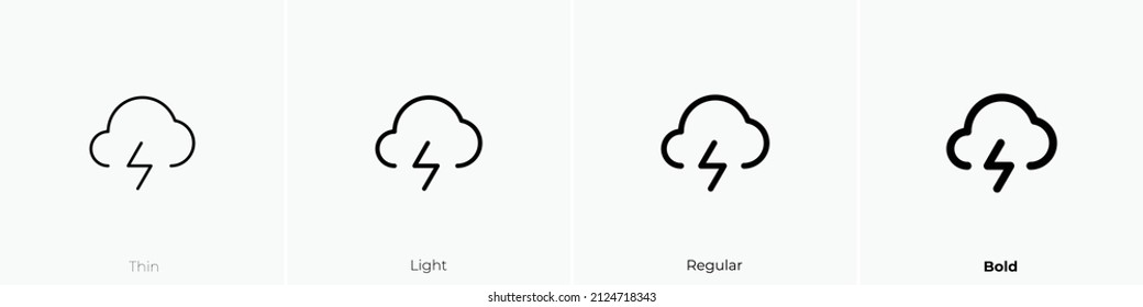 thunderstorm icon. Thin, Light Regular And Bold style design isolated on white background