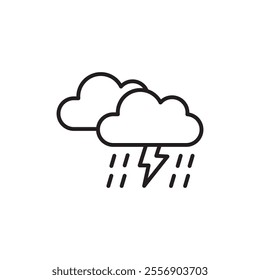 Thunderstorm icon Thin line art collection