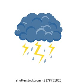 Icono de la tormenta eléctrica. Ilustración vectorial plana de la nube, el rayo y la lluvia.