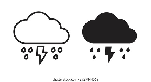 Ícone de tempestade. Ilustração vetorial, plana e traçada