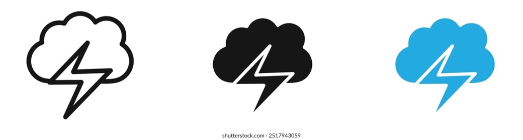 Ilustração do conjunto de vetores de ícone do Thunderstorm