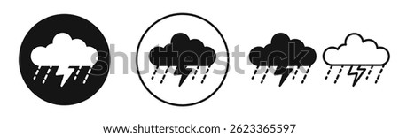 Thunderstorm icons collection vectors for web ui