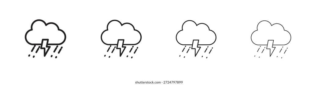 Coleção de vetores de linha de ícones da tempestade. Ícone de vetor perfeito de pixel