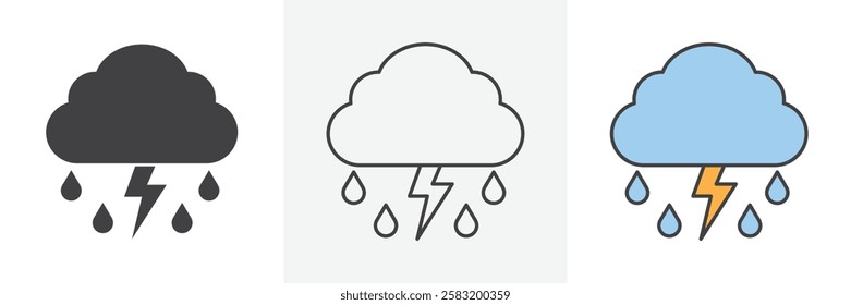 Thunderstorm icons pack for website designs