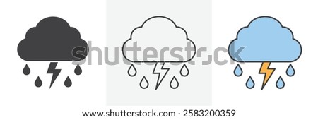 Thunderstorm icons pack for website designs