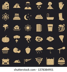 Thunderstorm icons set. Simple style of 36 thunderstorm vector icons for web for any design