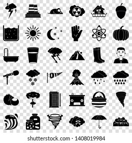Thunderstorm icons set. Simple style of 36 thunderstorm vector icons for web for any design