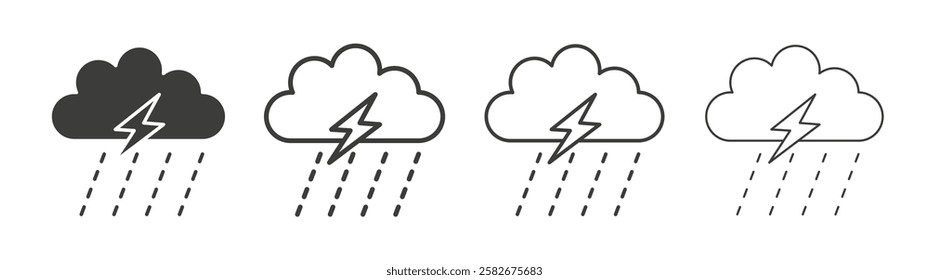 Thunderstorm icons set vectors graphic designs