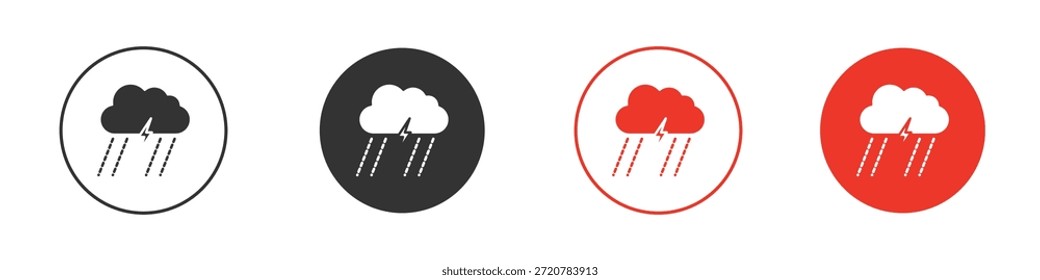 Ícones de tempestade de trovoada simples silhueta plana ilustração vetor