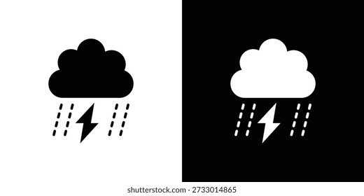 Thunderstorm icons symbol for web and mobile filled vector isolated