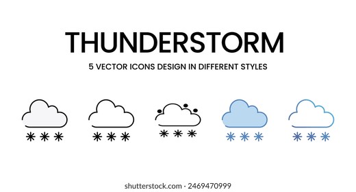 Thunderstorm icons vector set stock illustration.