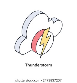Thunderstorm Isometric style icon. Symbol on White background EPS 10 File 