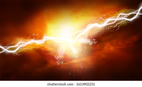 Thunderstorm. Light effects. Heat lighting. Electrical energy. Vector illustration.