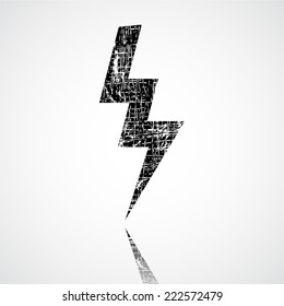Thunderstorm lightning bolt, thunder grunge vector 