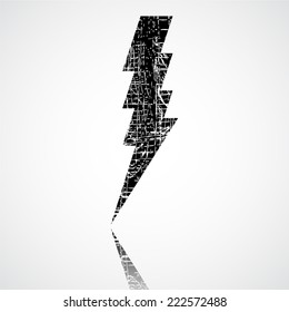 Thunderstorm lightning bolt, thunder grunge vector 