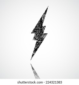 Thunderstorm lightning bolt, thunder grunge vector