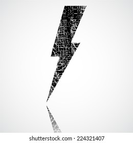 Thunderstorm lightning bolt, thunder grunge vector