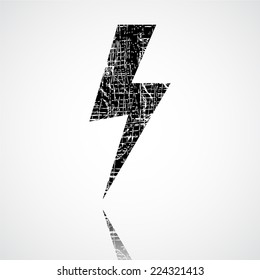 Thunderstorm lightning bolt, thunder grunge vector