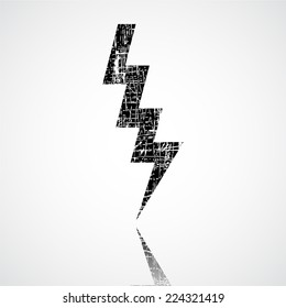 Thunderstorm lightning bolt, thunder grunge vector