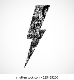 Thunderstorm lightning bolt, thunder grunge vector