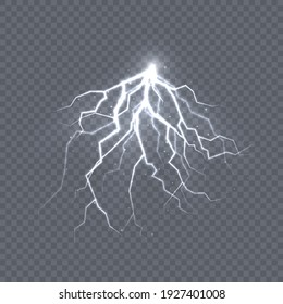 Thunderstorm and lightning, the effect of light and shine. Discharge electric current. Charge current. Natural phenomena.