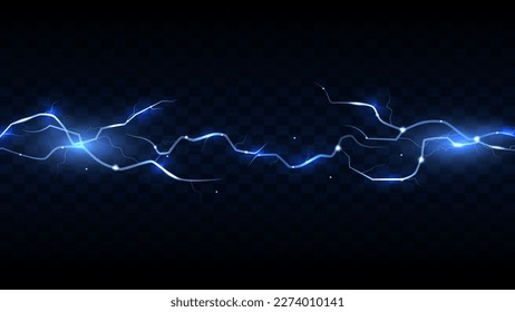 Thunderstorm and lightning. Magic electricity lighting effects. Realistic design element. Vector Illustration