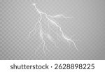 Thunderstorm and Lightning. Magical and Vivid Lighting Effect of Realistic Lightning. Lightning strike bolt. 