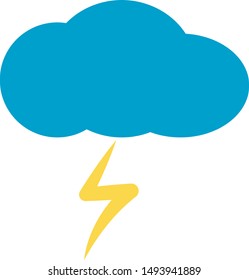Thunderstorm, Lightning, Nature, weather, forecast Icon, symbol, element. Vector graphic. Isolated on white. Flat style design.
