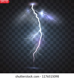 Thunder-storm and lightnings. Magic and bright lighting effects. Vector Illustration