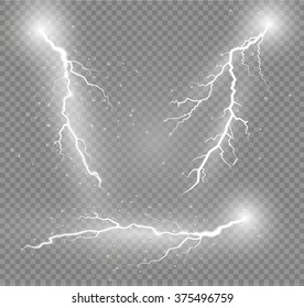 Thunder-storm and lightnings. Magic and bright lighting effects.