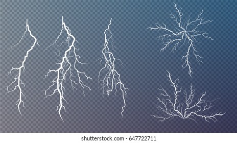 Thunder-storm and lightnings. Magic and bright lighting effects.