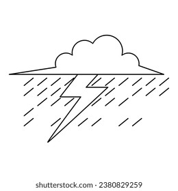 Thunderstorm line art. Vector illustration with natural disaster theme and line art vector style. Editable vector.